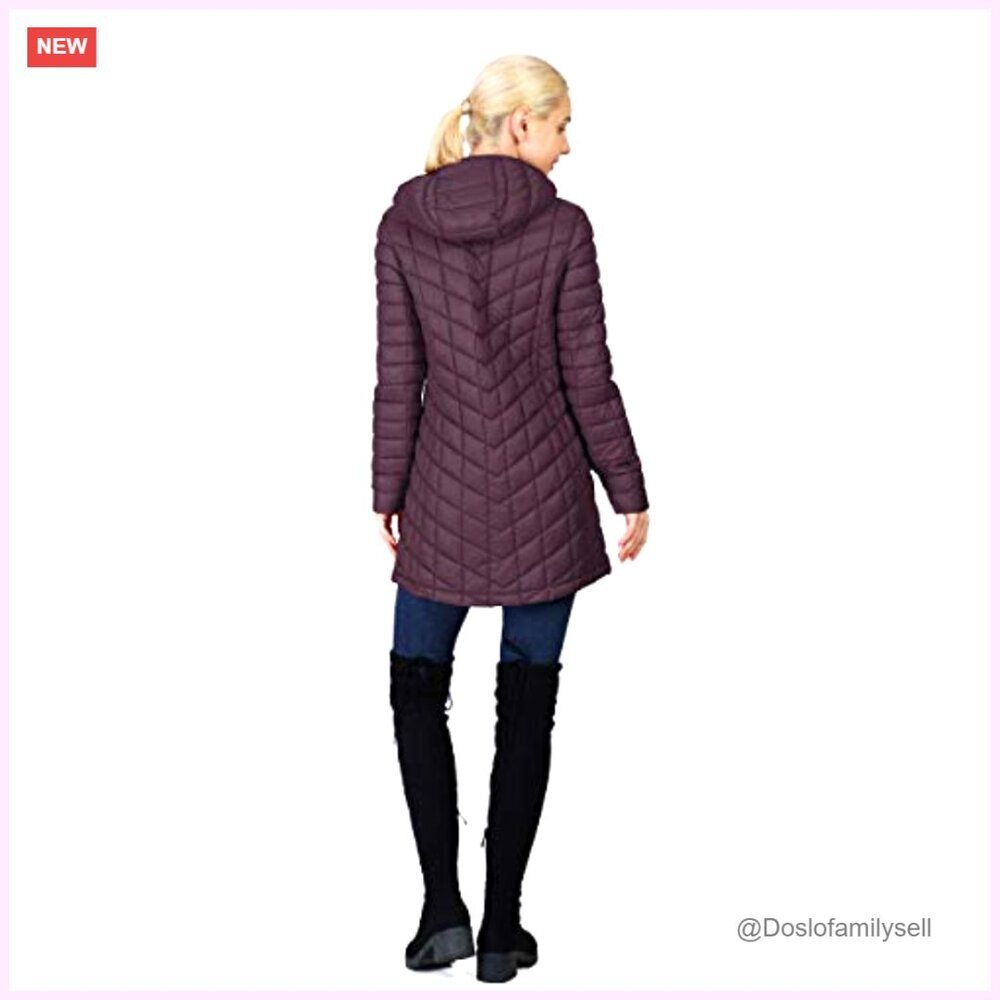 Ultra Lightweight Thermolite Long Puffer Coat Hooded Warm Packable Winter - Picture 2 of 6